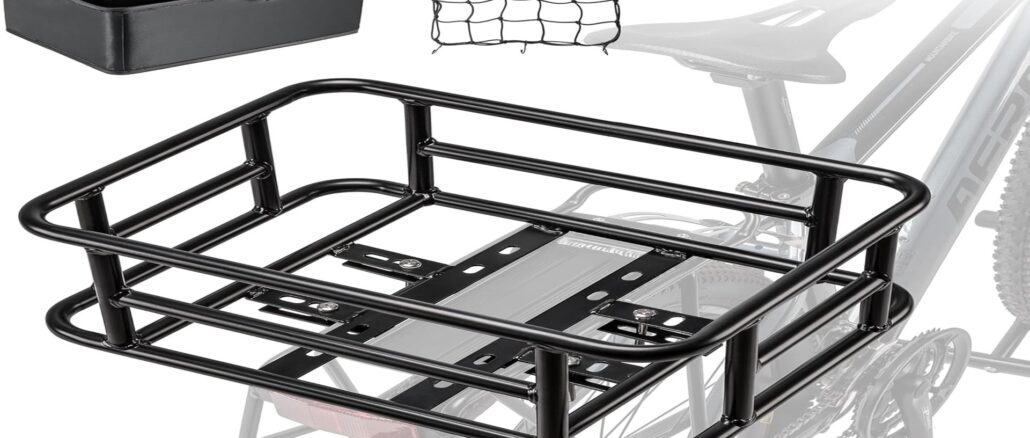 CXWXC Cestino Posteriore Bici Elettrica in Metallo Resistente 10L con Rivestimento Rimovibile