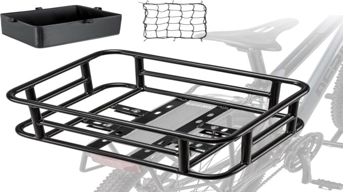 CXWXC Cestino Posteriore Bici Elettrica in Metallo Resistente 10L con Rivestimento Rimovibile