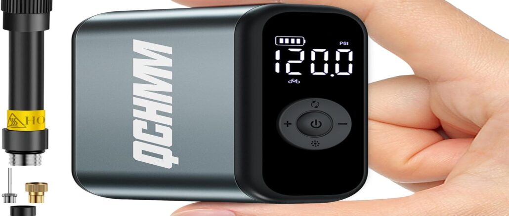 Pompa Bicicletta Elettrica Mini con Manometro 120PSI – Compatibile Presta e Schrader