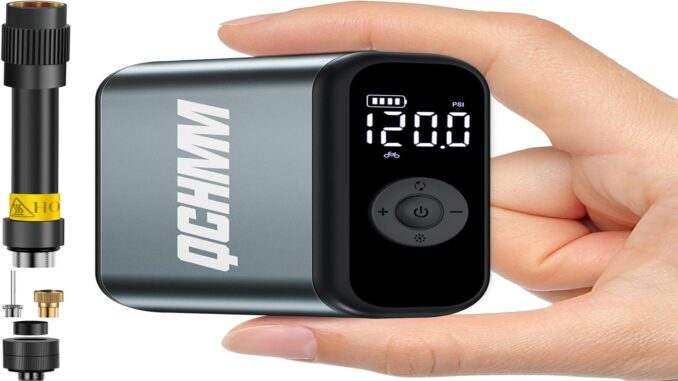 Pompa Bicicletta Elettrica Mini con Manometro 120PSI – Gonfiatore Portatile e Compatto